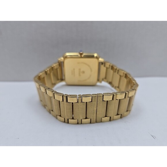 Titan Quartz Gold Tone Square Watch White 29mm Roman Bracelet New Battery 510YAC - Picture 8 of 12